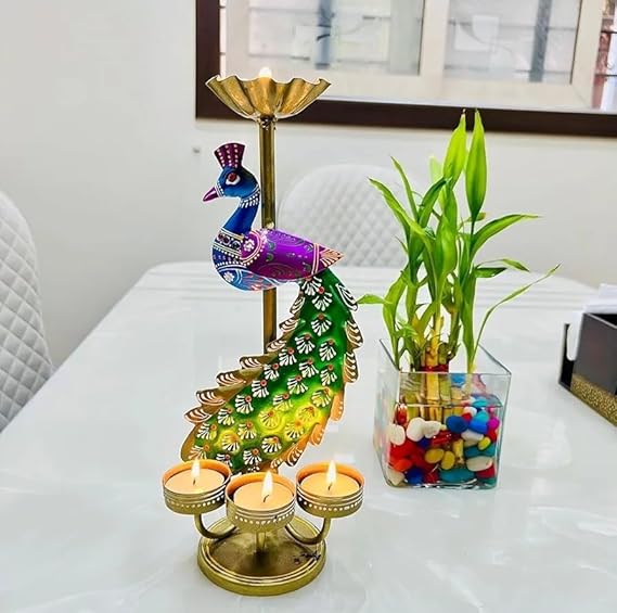 Metal Peacock Candle Holder for Home Decor Living Room
