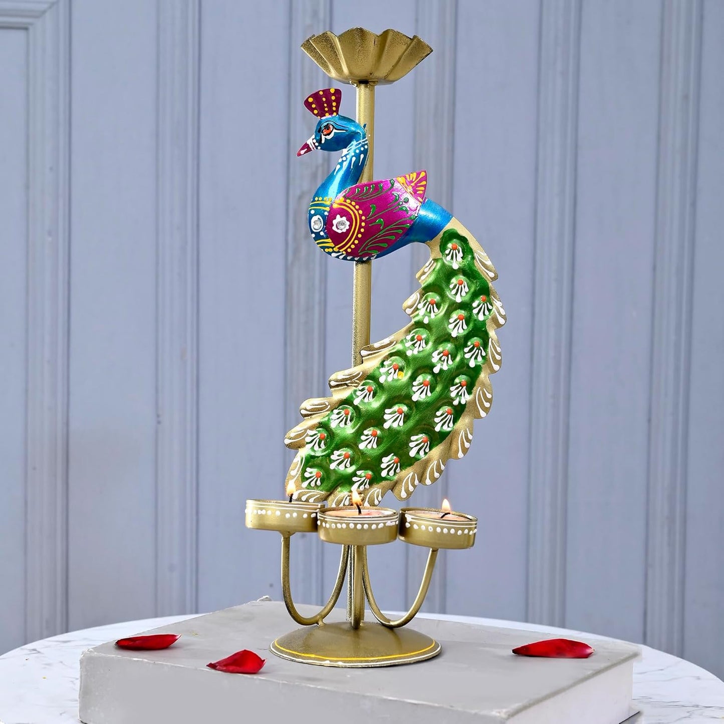 Metal Peacock Candle Holder for Home Decor Living Room