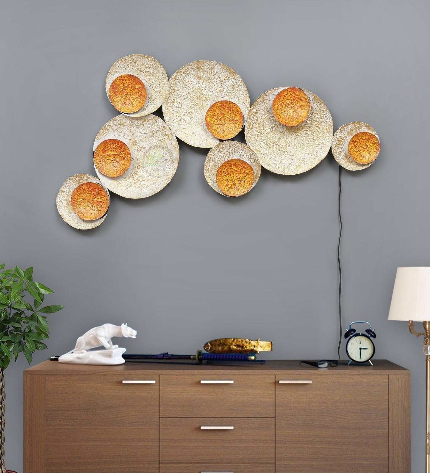 Wall Art - Seven Plate With Lighting | Plates with lightings | plates decor | Craft House INC