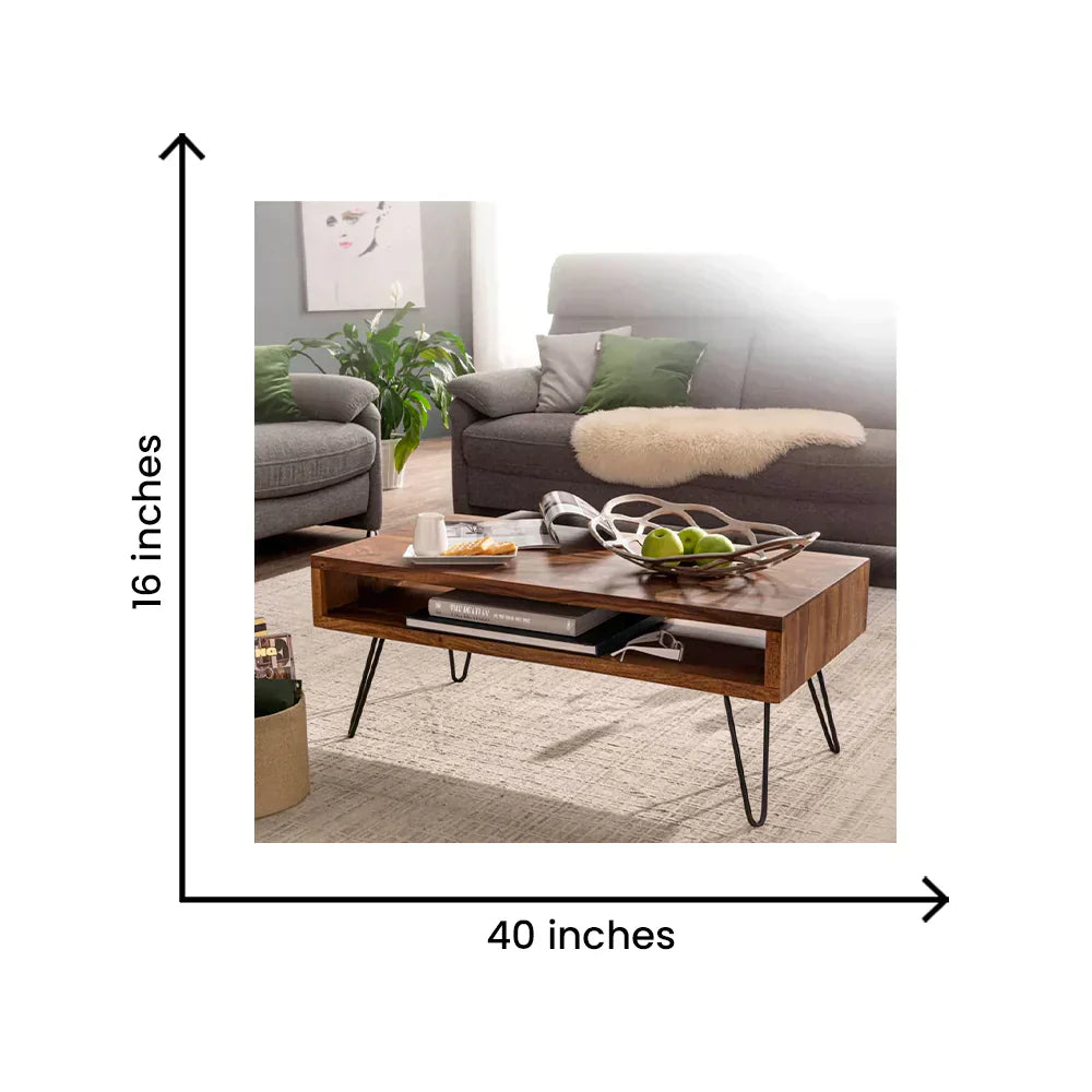 Stylish High-Quality Sheesham Wood Centre Table / Coffee Table with Metal Legs