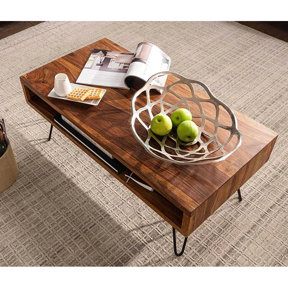 Stylish High-Quality Sheesham Wood Centre Table / Coffee Table with Metal Legs