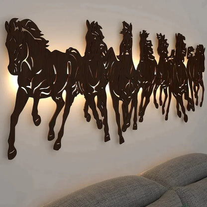 7 Horses With Backlit Wall Décor - CRAFT HOUSE INC