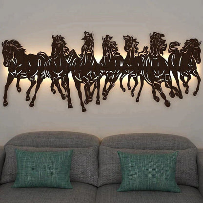 7 Horses With Backlit Wall Décor - CRAFT HOUSE INC