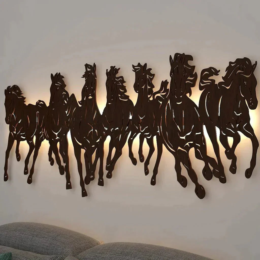 7 Horses With Backlit Wall Décor - CRAFT HOUSE INC