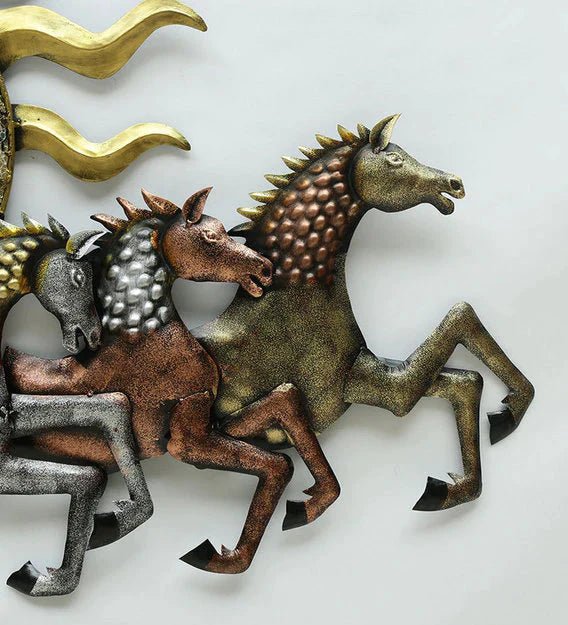 7 Running Horses Metal Wall Art With LED - CRAFT HOUSE INC