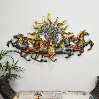 7 Running Horses Metal Wall Art With LED