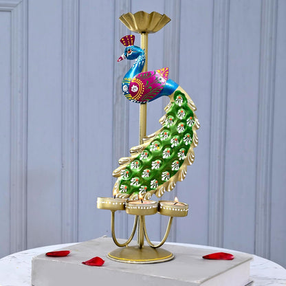 Metal Peacock Candle Holder for Home Decor Living Room