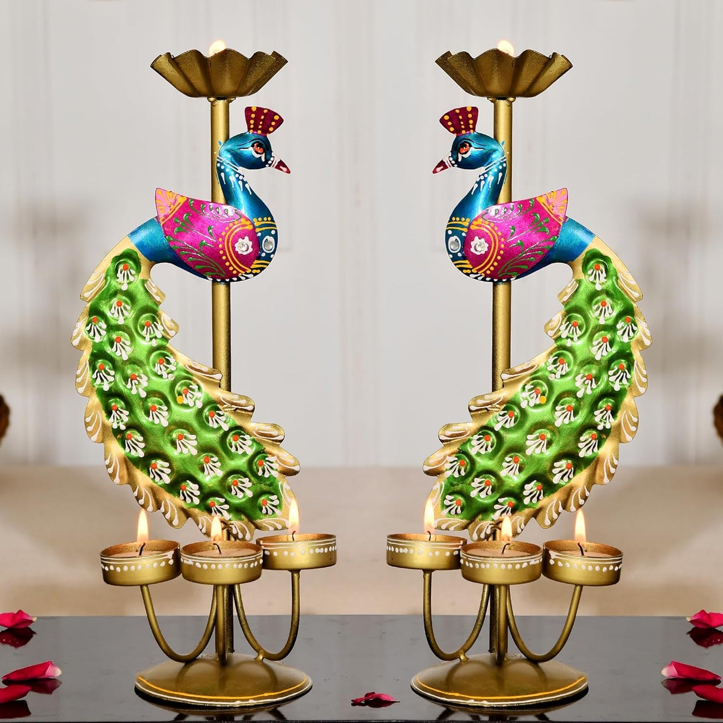 Metal Peacock Candle Holder for Home Decor Living Room