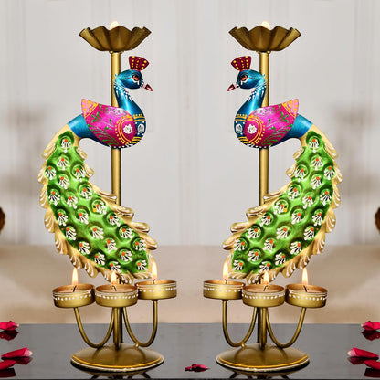 Metal Peacock Candle Holder for Home Decor Living Room