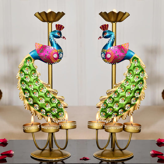 Metal Peacock Candle Holder for Home Decor Living Room