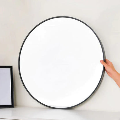 Round Metal Wall Mirror Black 24 Inch