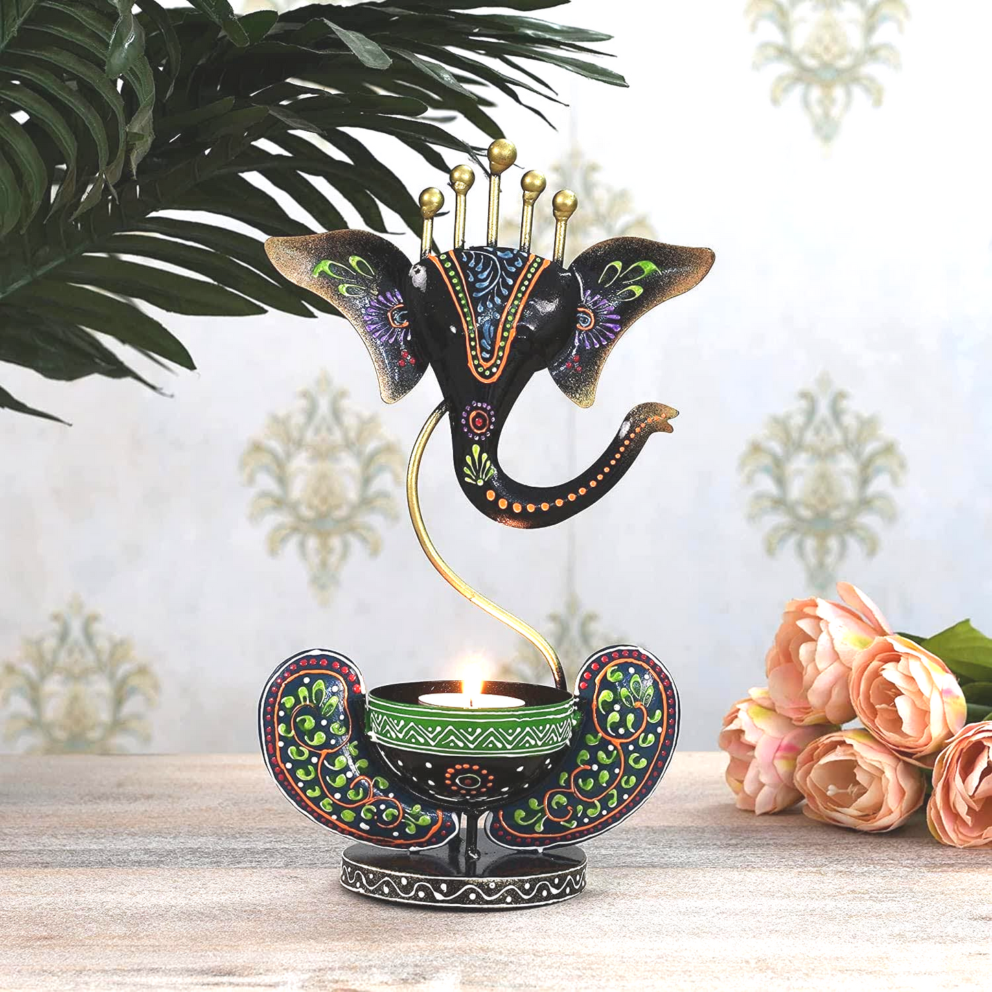 Multicolour Ganesha -Table T-Light Holders