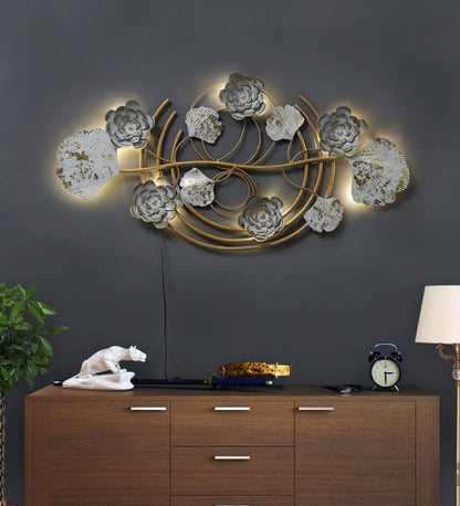 White Flower with Golden Finishing LED Zara | Craft House INC + alt text