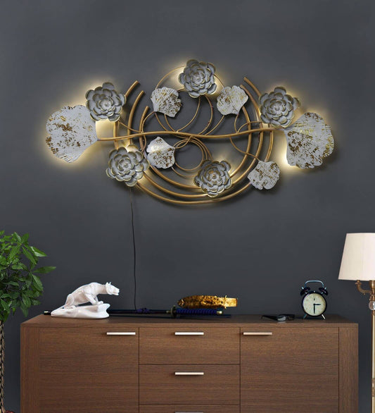 White Flower with Golden Finishing LED Zara | Craft House INC + alt text