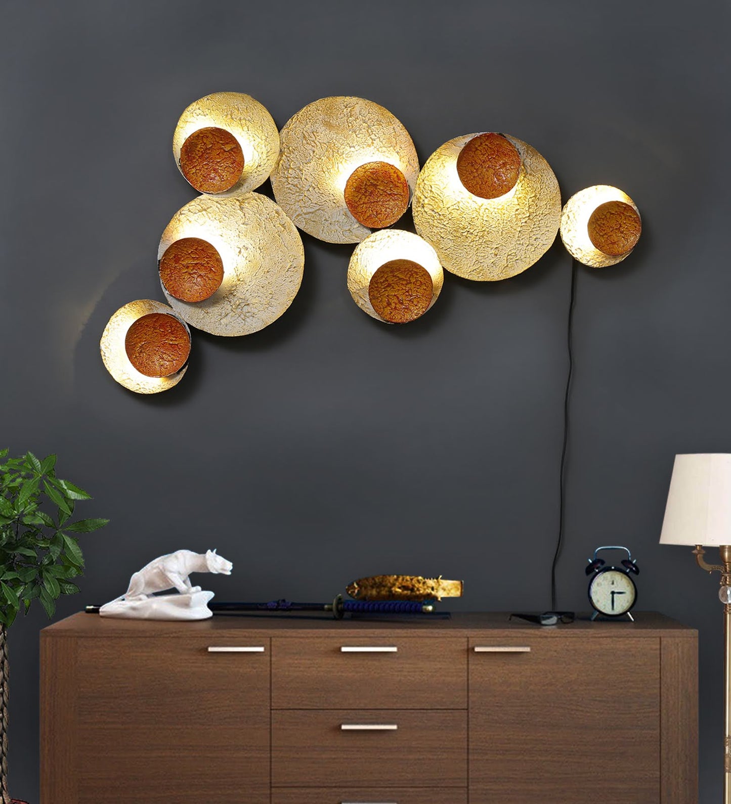 Wall Art - Seven Plate With Lighting | Plates with lightings | plates decor | Craft House INC