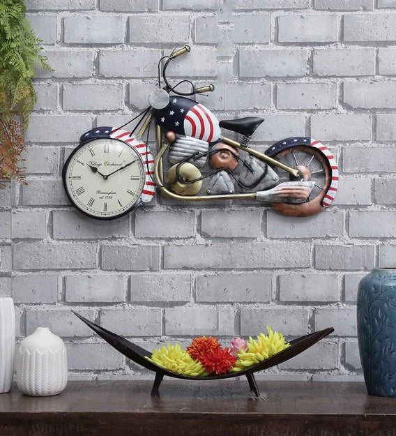 US Bike Wall Art with Clock