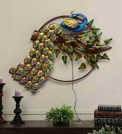 Metal Peacock - Wall art Multicolour with Led Light