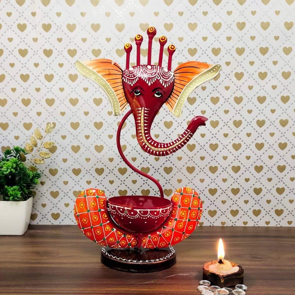 Multicolour Ganesha -Table T-Light Holders