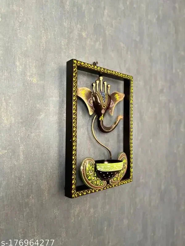 Candle Holder Metal Ganesha Wall hanging - CRAFT HOUSE INC