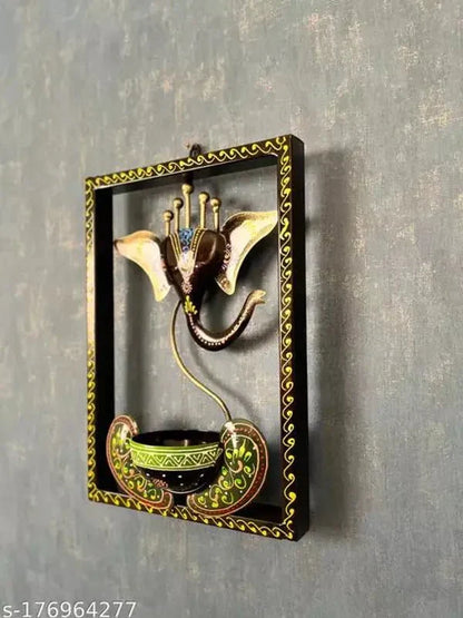 Candle Holder Metal Ganesha Wall hanging - CRAFT HOUSE INC