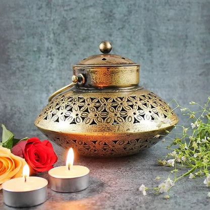 Cast Metal Dhoop Degchi Candle stand - CRAFT HOUSE INC