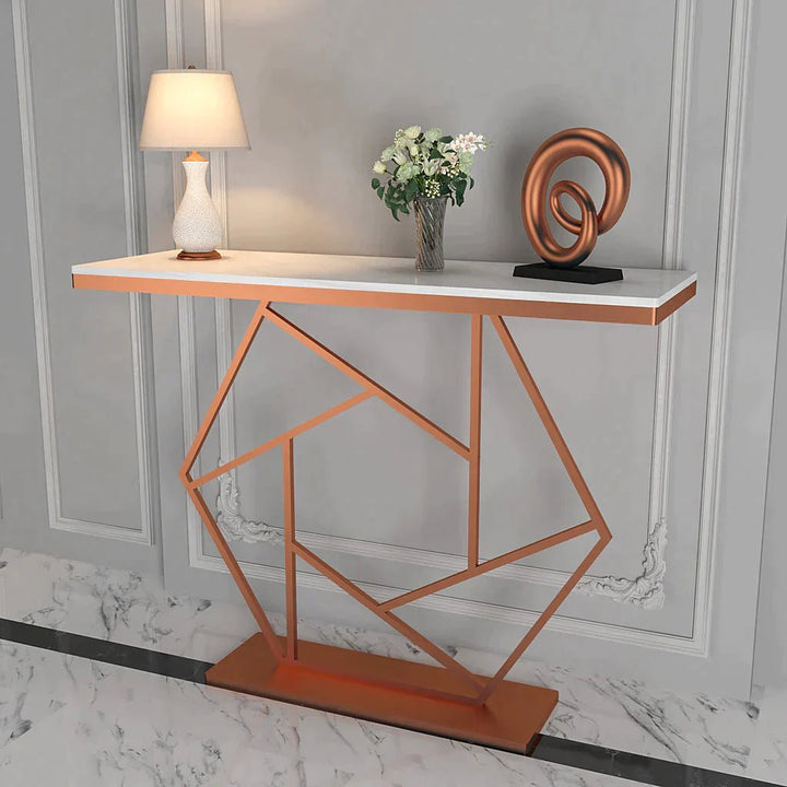 Contemporary Copper Console Table In Hexagonal Design - CRAFT HOUSE INC