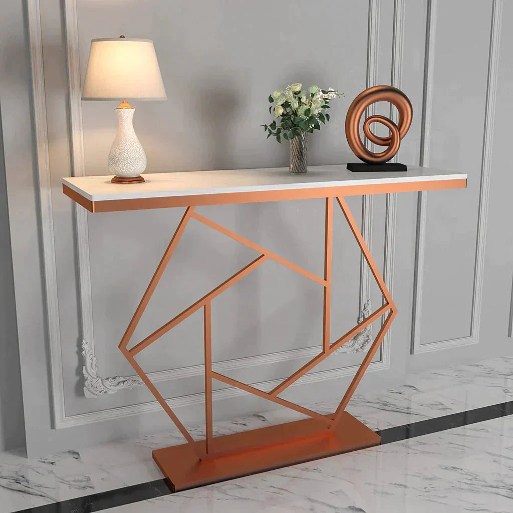 Contemporary Copper Console Table In Hexagonal Design - CRAFT HOUSE INC