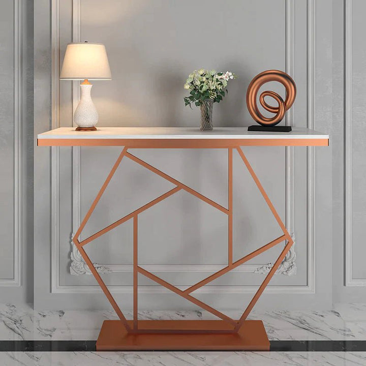 Contemporary Copper Console Table In Hexagonal Design - CRAFT HOUSE INC