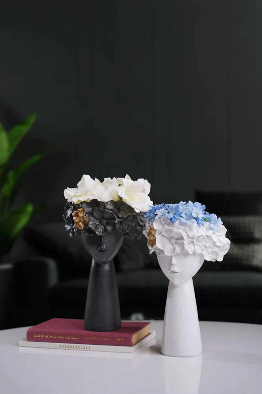 Flower Wreath Girl Vase, Head Planter (combo pack) - CRAFT HOUSE INC