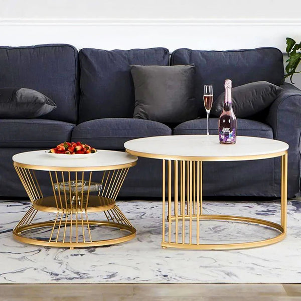Gold Marble Coffee Table (Set of 2) - CRAFT HOUSE INC
