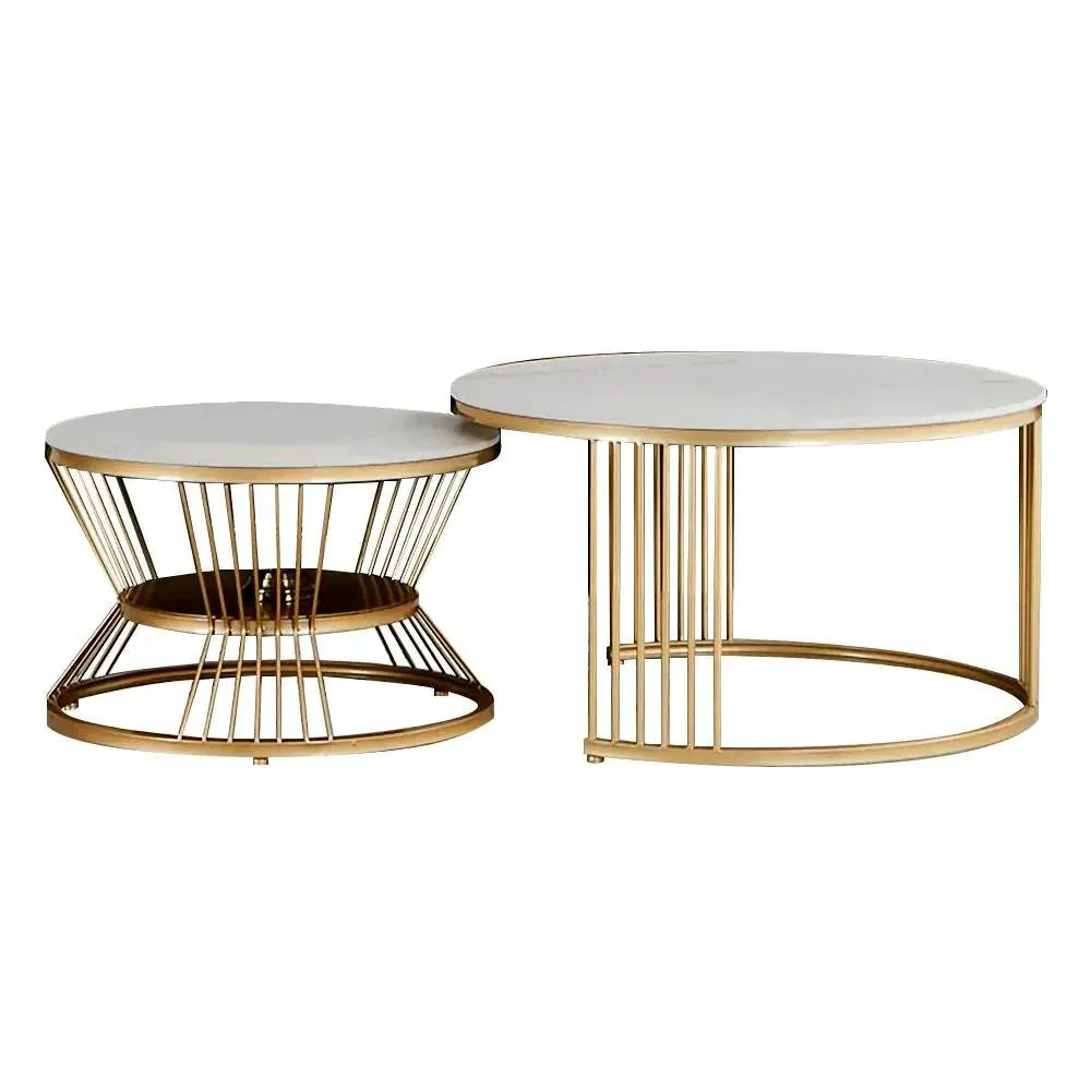 Gold Marble Coffee Table (Set of 2) - CRAFT HOUSE INC