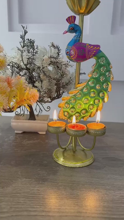 Metal Peacock Candle Holder for Home Decor Living Room