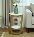 Branco Porcelain Top End Table Gold