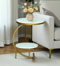 Elvas C-Shape Side Table Gold White