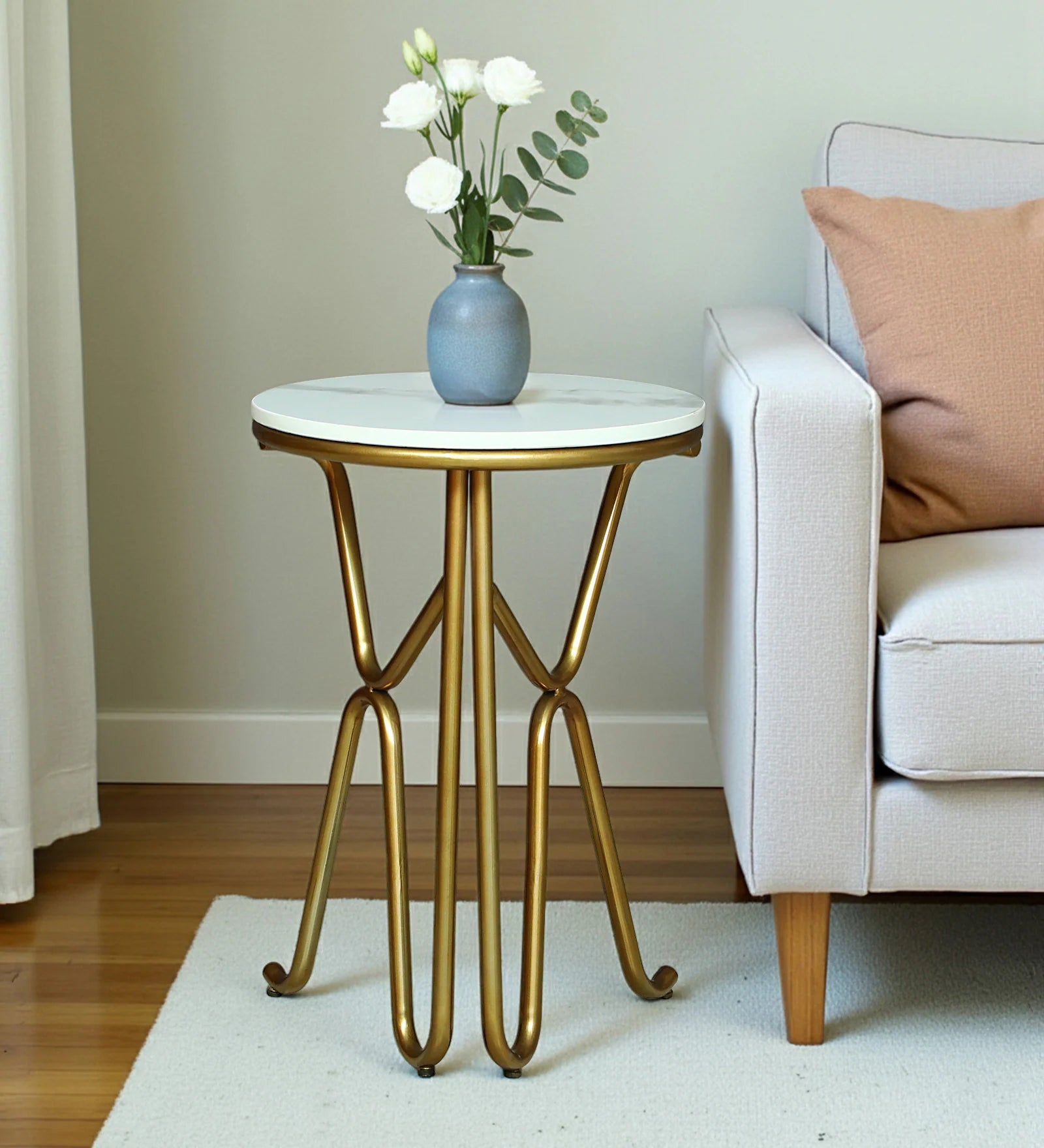 Reyni Porcelain Top End Table Gold