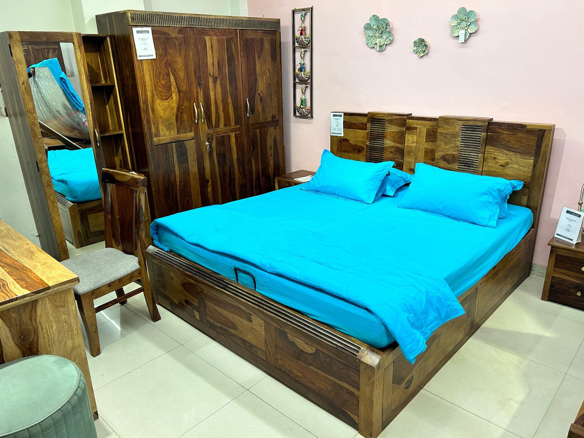 Sheesham Wood Storage Bed