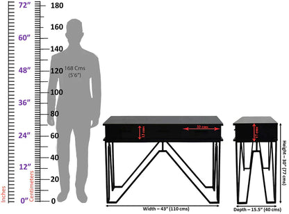 Triple Drawer Solid Wood Black Console Table With Golden Iron Frame