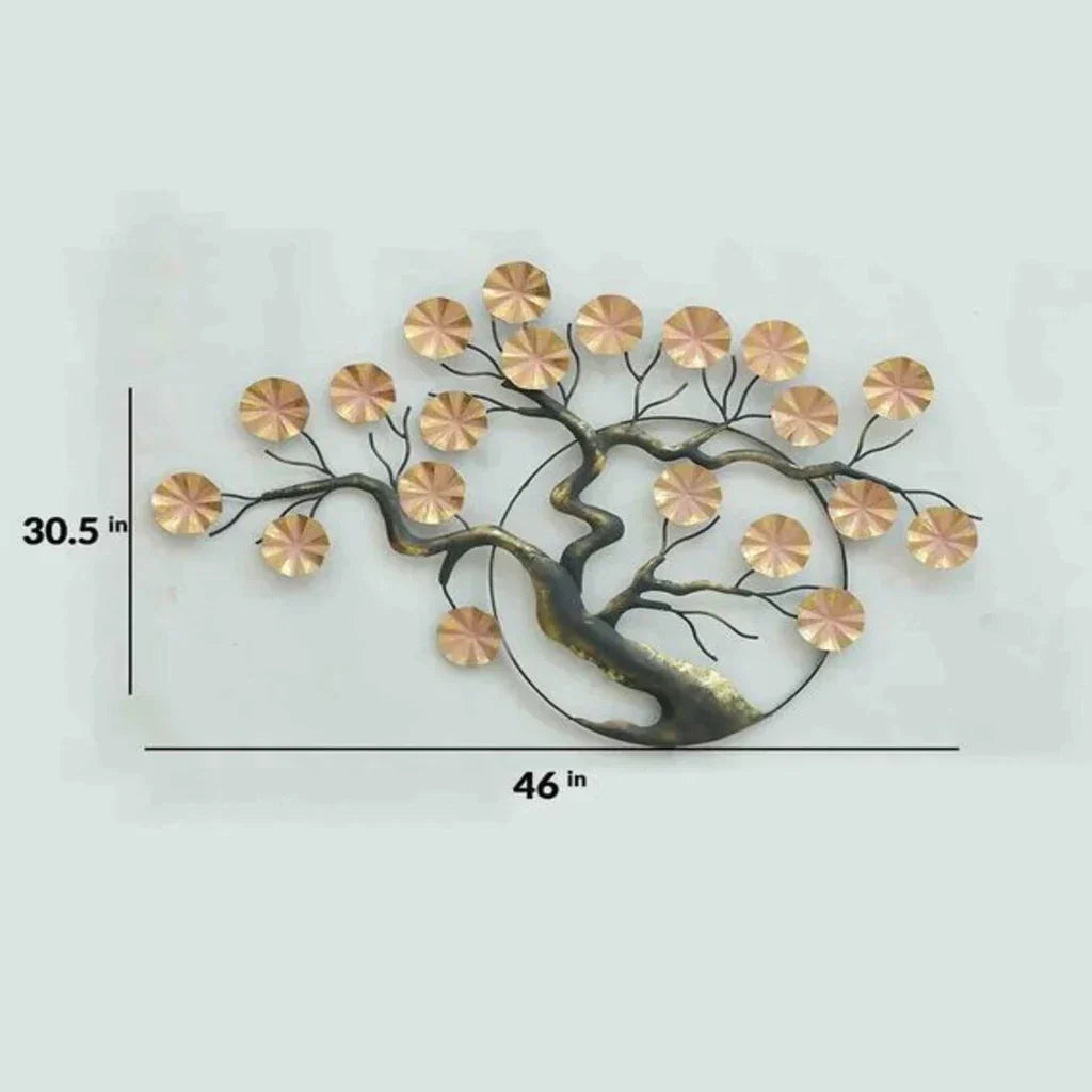 Peach Floral Metal Wall Art Tree With LED