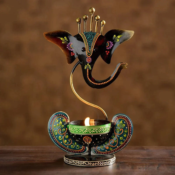 Multicolour Ganesha -Table Tea Light Holders | craft house INC + alt text