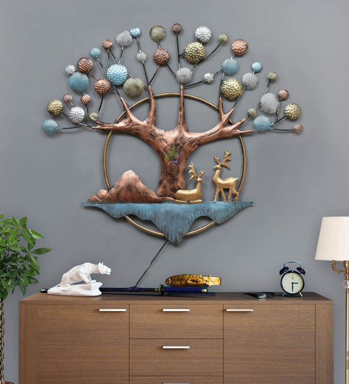 Decorative Wall Hanging Tree with Deer | Craft House INC + alt text