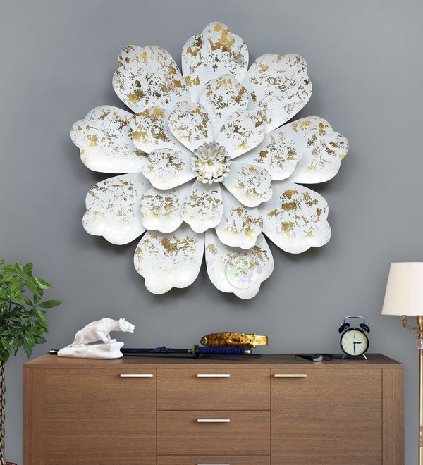 Wall Art - Flower Decor | White & Golden Flower | Craft House INC