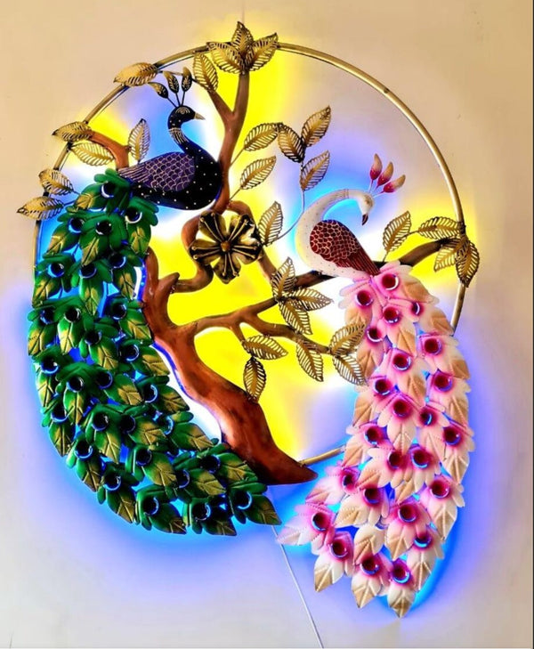 Wall Art - Couple Peacock with Lighting (40*36 inches)